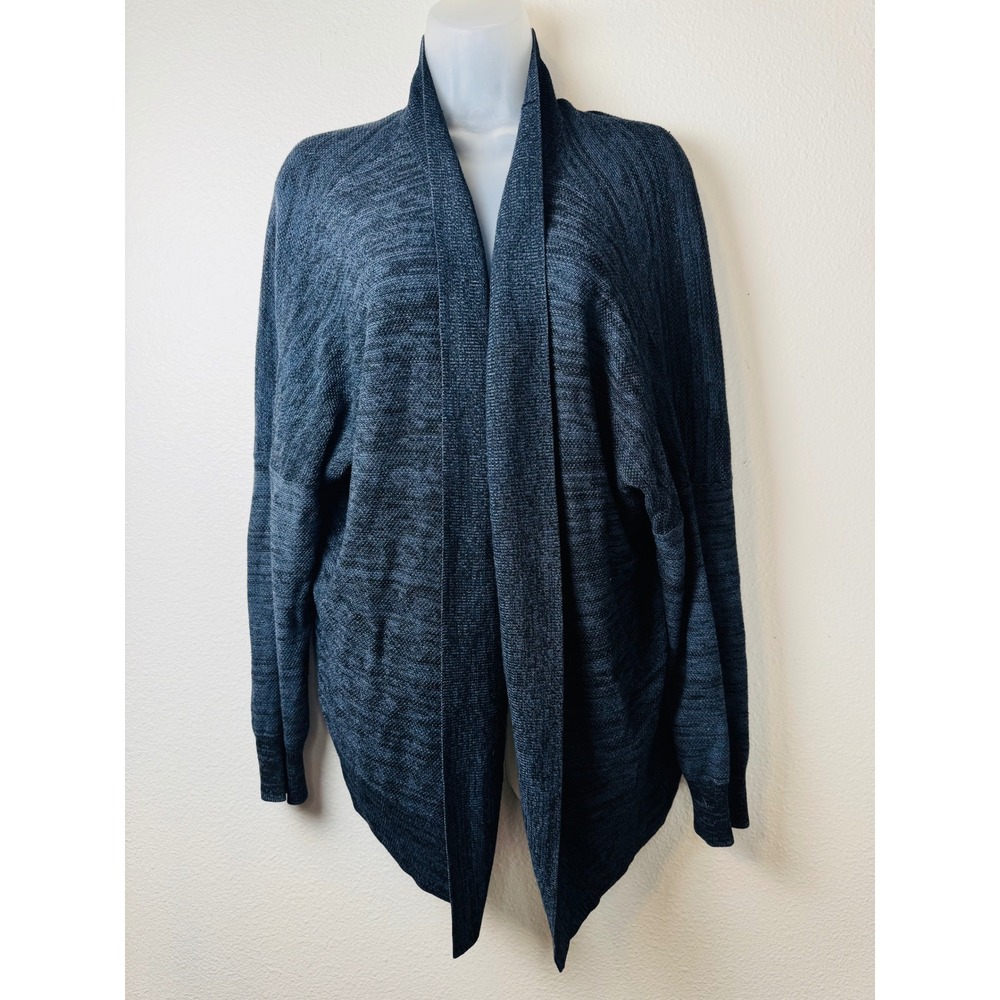 Babaton Aritzia Navy Space Dye Cashmere Blend Open Front Cardigan Sweater Large
